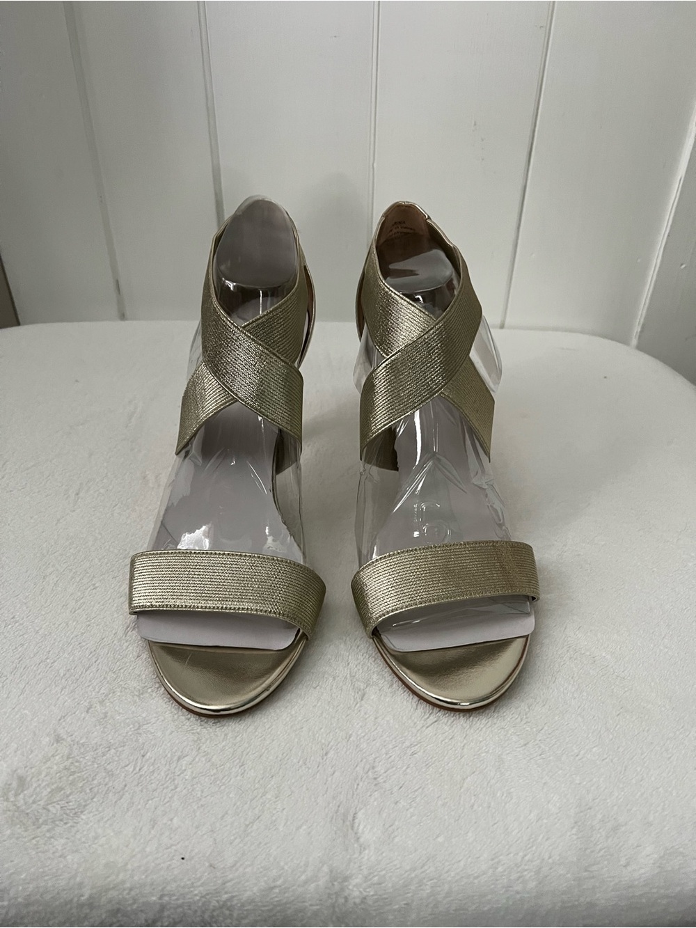 Kelly & Katie Metallic Gold Crisscross Strappy Sandals